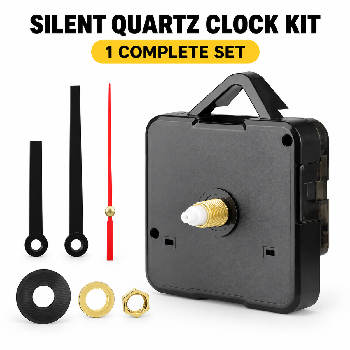 Silent Quartz Clock Movement Kit with Hands – 8mm Shaft
