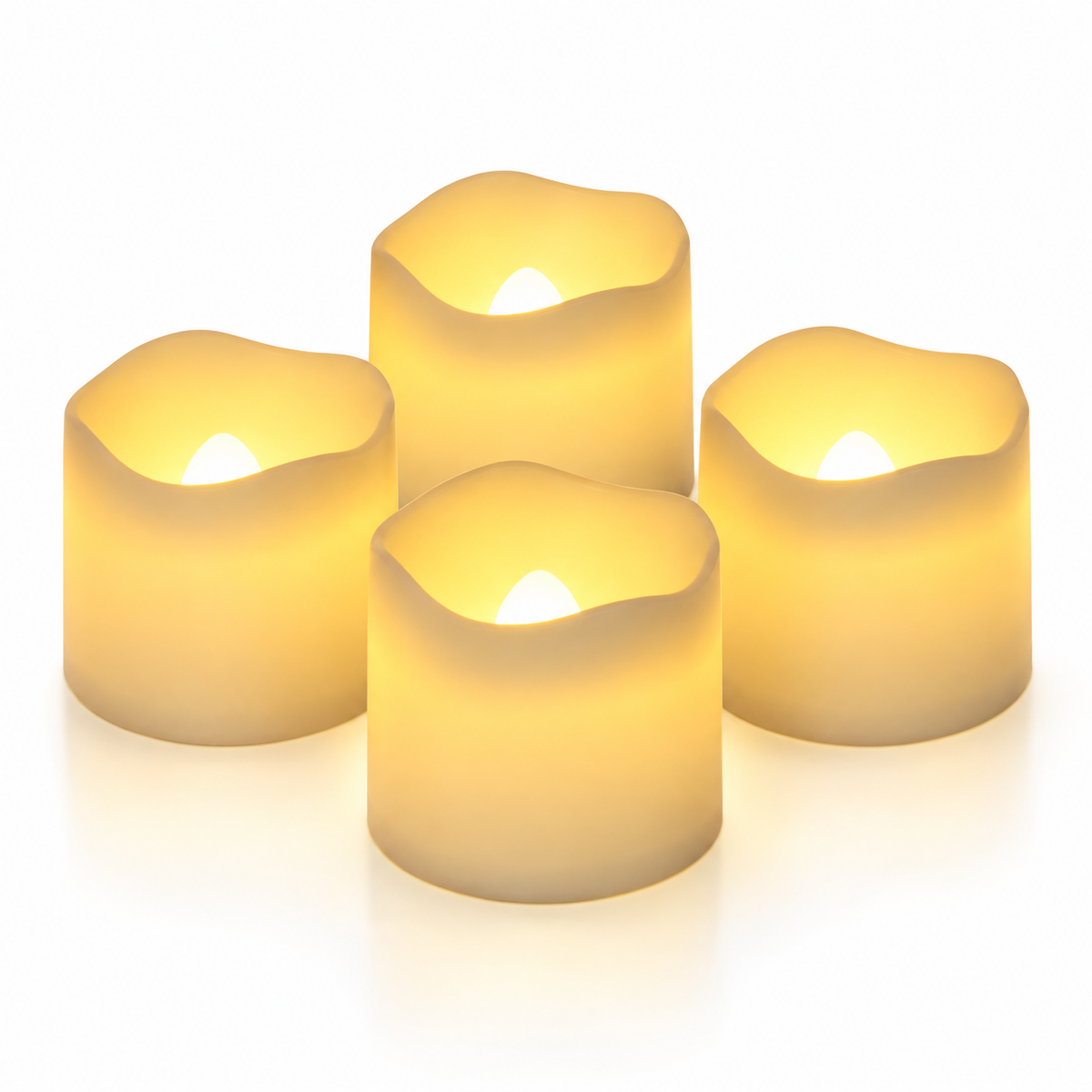 Warm White Flameless LED Tea Lights – 4-Pack