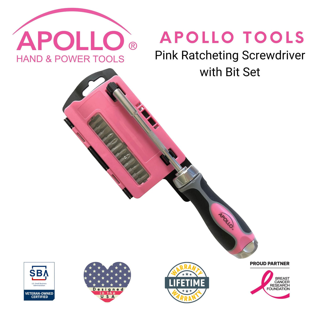 13-in-1 Ratcheting Screwdriver with Bit Set – Pink -- DT5021P
