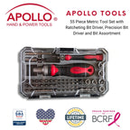 55 Piece Metric Tool Set with Ratcheting Bit Driver, Precision Bit Driver and Bit Assortment - DT5024