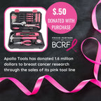 Apollo Tools New and Improved 39 Piece General Pink Tool Set in Storage Case for DIY Everyday Home Maintenance and Repairs- DT9711P