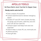 56 Piece Metric Auto Tool Set In Zipper Case - DT9775