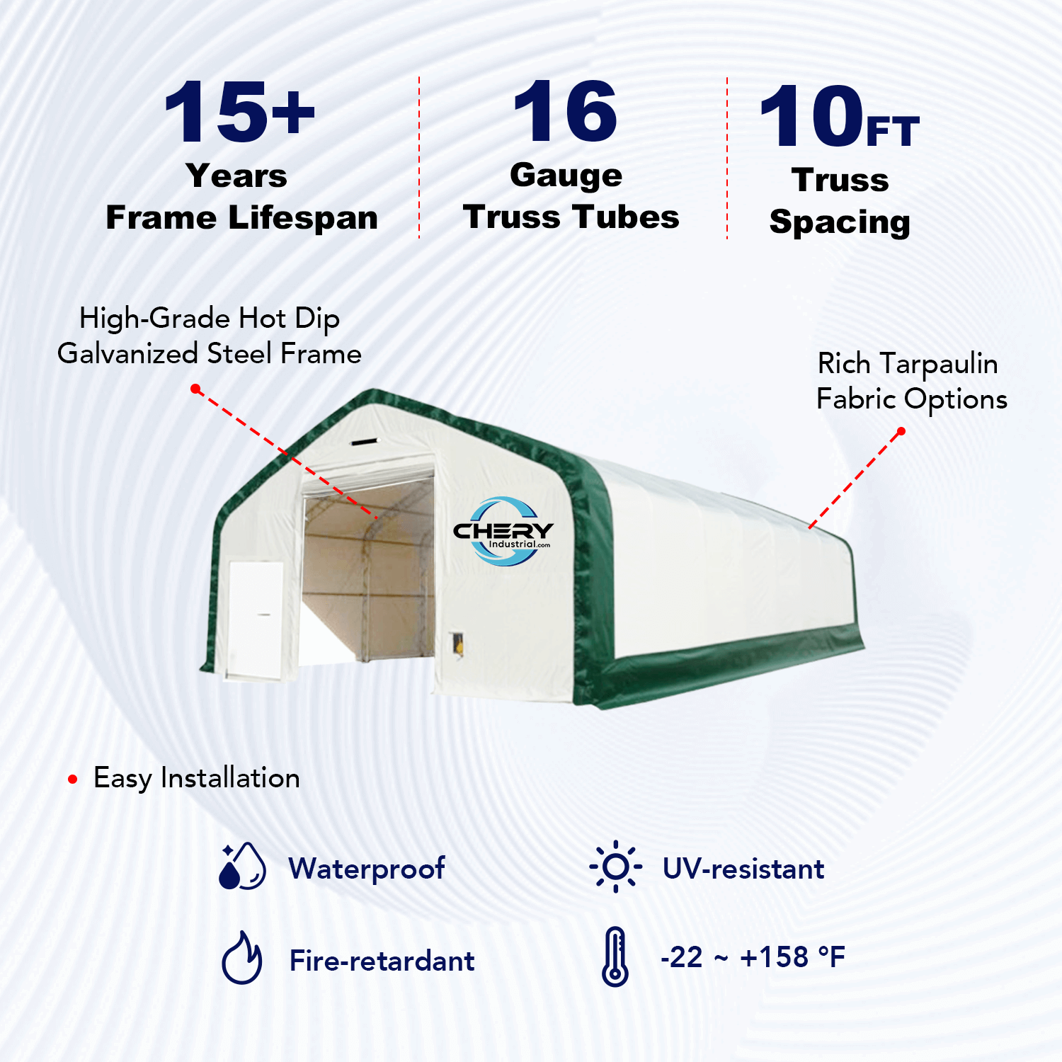 W30'xL60'xH20' Double Truss Storage Shelter