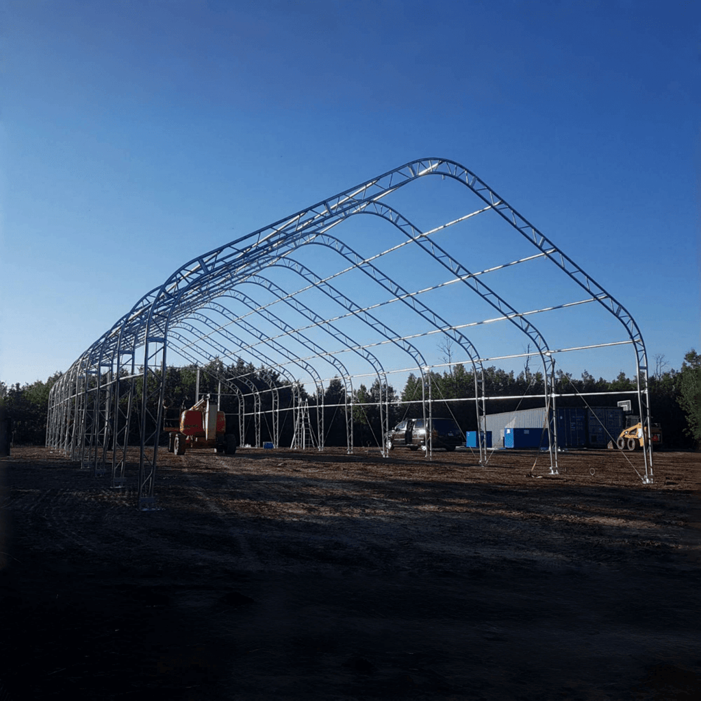 W40'xL64'xH23' Double Truss Storage Shelter