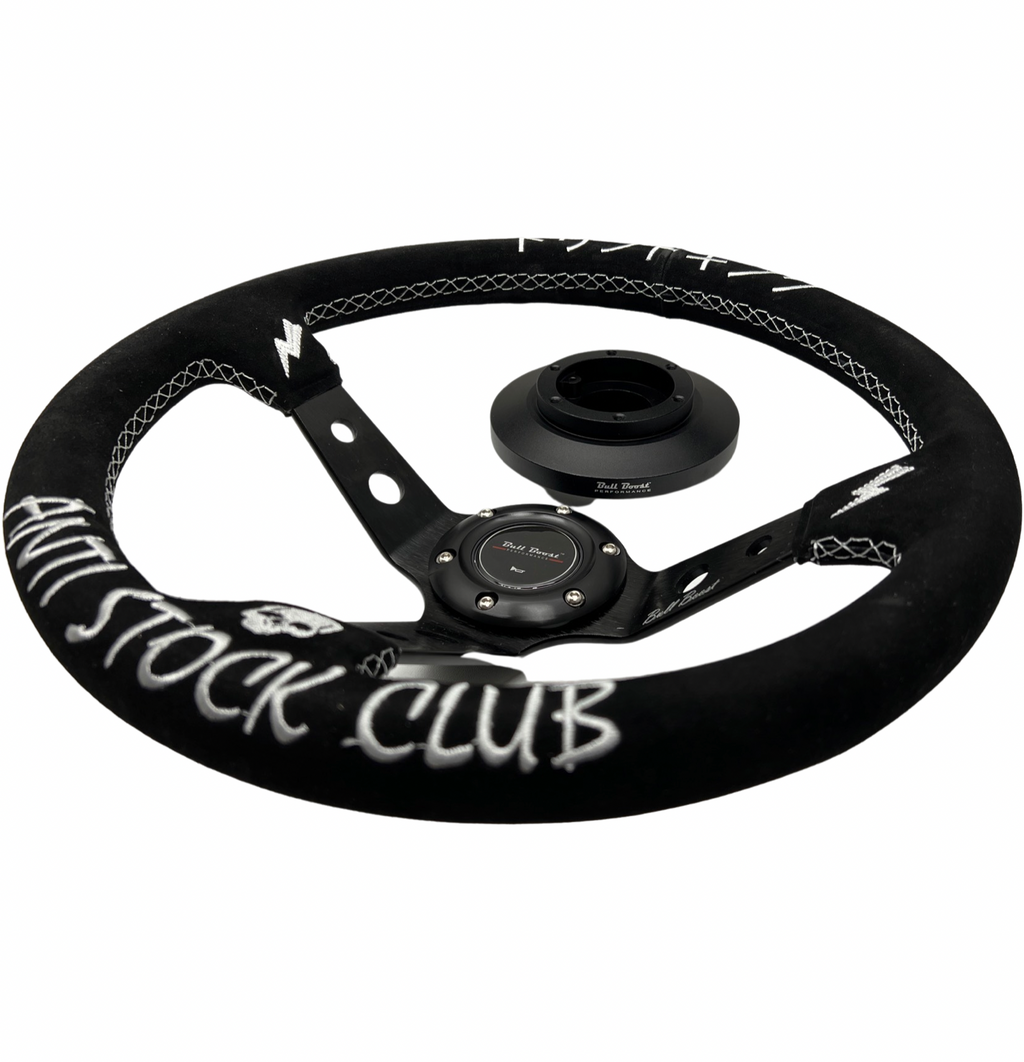 Short Hub Adapter + Suede Steering Wheel For 02-06 Mini Cooper E90