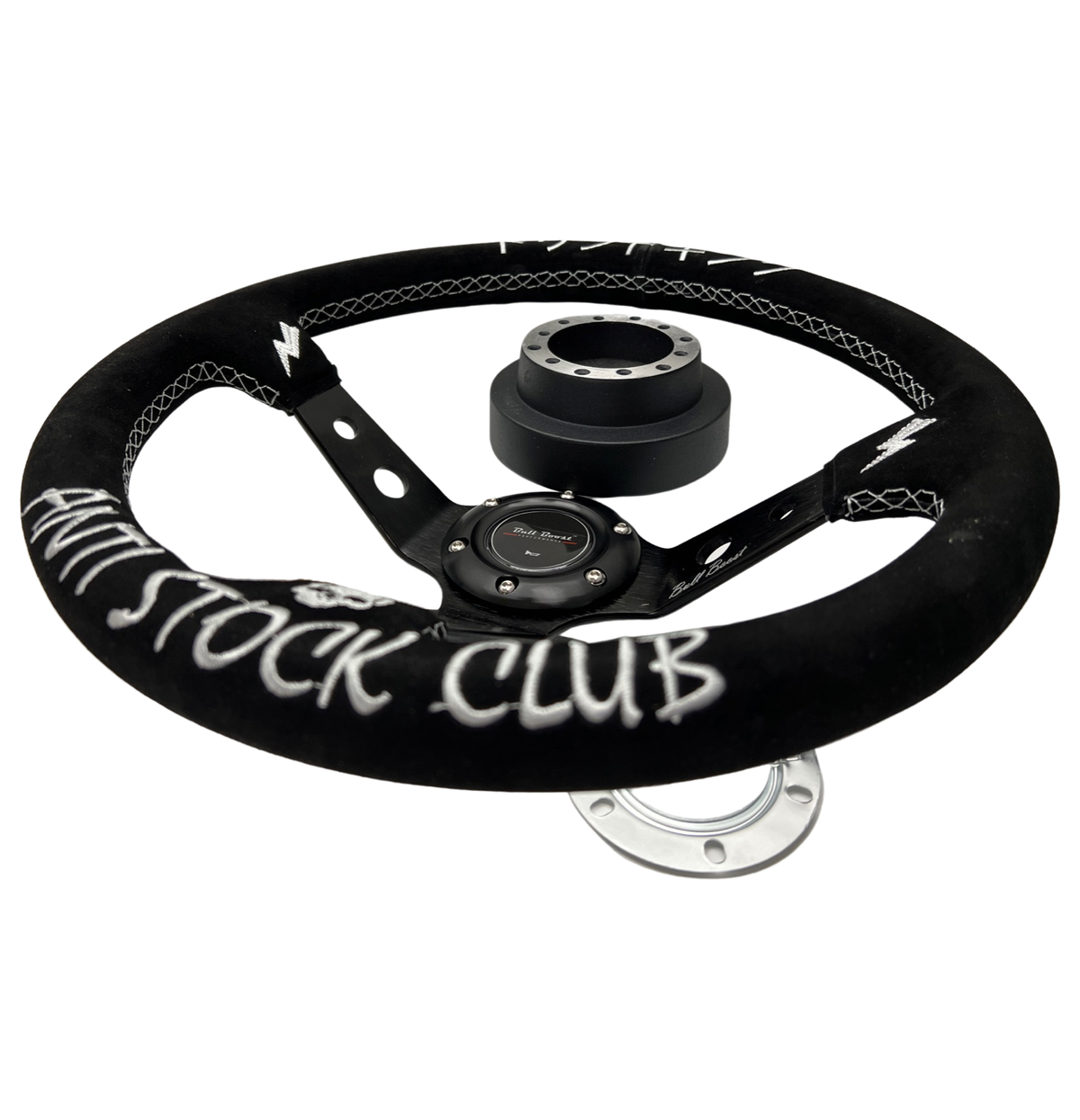 Short Hub Adapter + Suede Steering Wheel For 02-06 Mini Cooper E90