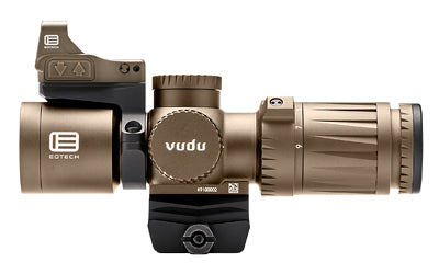 EOTECH Vudu -  Rifle Scope -  3-9X Magnification -  32mm Objective -  Second Focal Plate -  Compatible with Mini-ACOG Mounts -  MR5 Illuminated MOA Reticle -  Matte Finish -  Tan -  Includes 3 MOA EFLX Sight & Mount