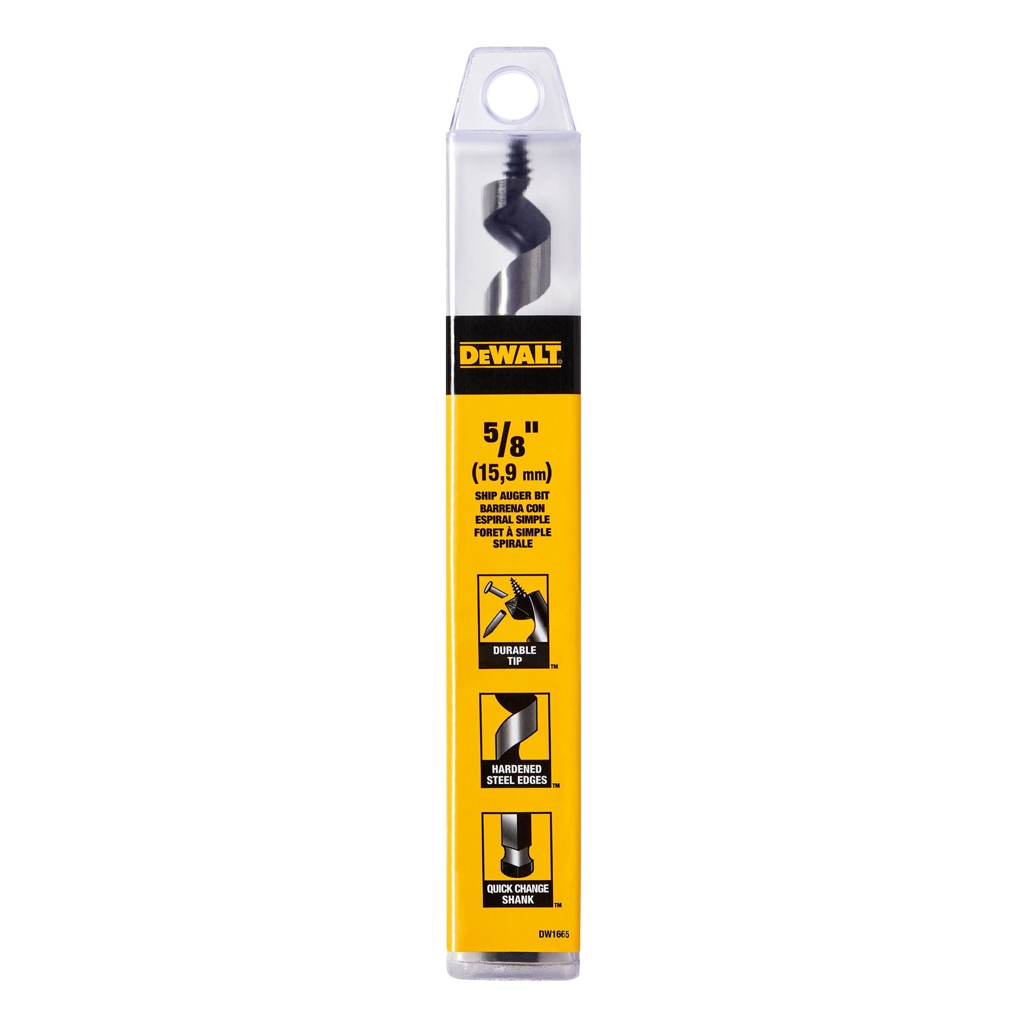 DeWalt DW1665 Drill Bit, Ship Auger, 5/8 Inch X 6 Inch