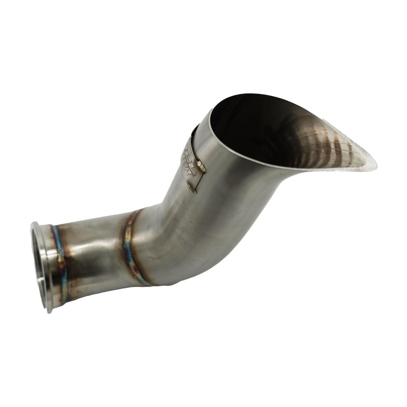 B Series Tear Drop Hood Exit Up Pipe Dump Tube For Top Mount Turbo Manifold Outlet