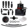 Universal Adjustable Fuel Pressure Regulator Kit W/ 100PSI Oil Gauge AN-6 Hoses