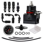 Universal Adjustable Fuel Pressure Regulator Kit W/ 100PSI Oil Gauge AN-6 Hoses