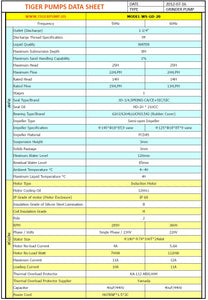Tiger WS-GD-20-3-60 Grinder Pump 2532 GPH Max head 82 ft, 2HP - 1 1/4" - 460V -  3PH