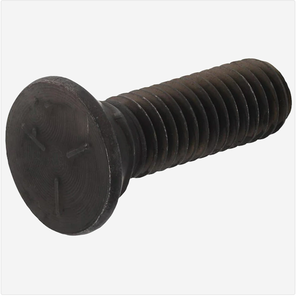 3/8-16 x 2 1/2 Grade 5 Plow Bolt No. 3 Head Fully Threaded Plain - Package (50)