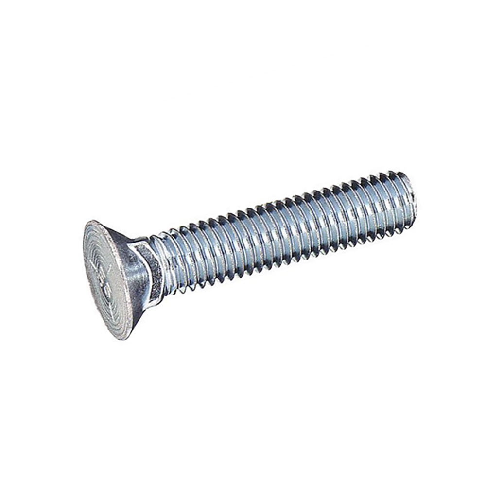 3/8-16 x 2 1/2 Grade 5 Plow Bolt No. 3 Head Fully Threaded Zinc Plated - Package (50)