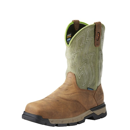 Men's Western Boot, 7, Composite Toe, 10 in H, Brown/Green, 10021486