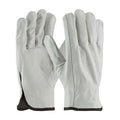Leather Drivers Gloves, Cowhide, Shirred Slip-On, Keystone Thumb, Gunn Cut, Gray, XL 12 PK