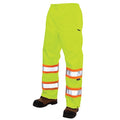 High Visibility Rain Pants, 100% Rip-Stop Polyester, 32 in Inseam, Drawstring Closure, Gree/Yellow