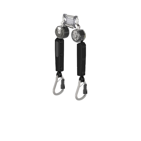 V-TEC Personal Fall Limiter Self Retracing Lanyard, 6 ft. Length, Carabiner, Aluminum, 2 Leg(s)