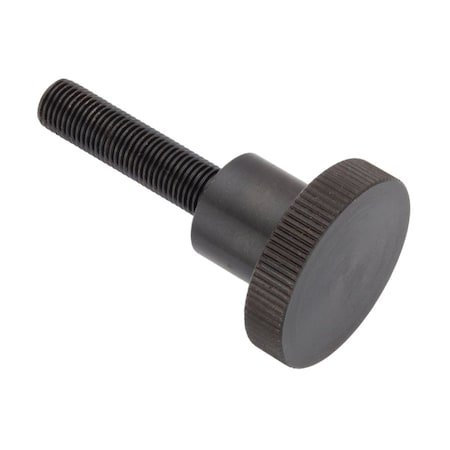 Thumb Screw, 3/8"-24 Thread Size, Round, Black Oxide Steel, 5/16 in Head Ht, 2 9/16 in Lg