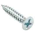 Wood Screw, No. 8, 1 in, Zinc Plated Steel Flat Head Phillips Drive, 100 PK