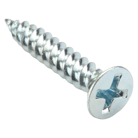 Wood Screw, No. 8, 1 in, Zinc Plated Steel Flat Head Phillips Drive, 100 PK