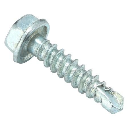 Self-Drilling Screw, #8 x 3/4 in, Zinc Plated Steel Flange Hex Head External Hex Drive, 200 PK