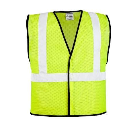 Hi-Vis Vest,Hook-Loop,Class 2,Lime,L-XL