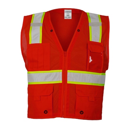 High-Visibility Vest,Zipper,Red,2XL/3XL