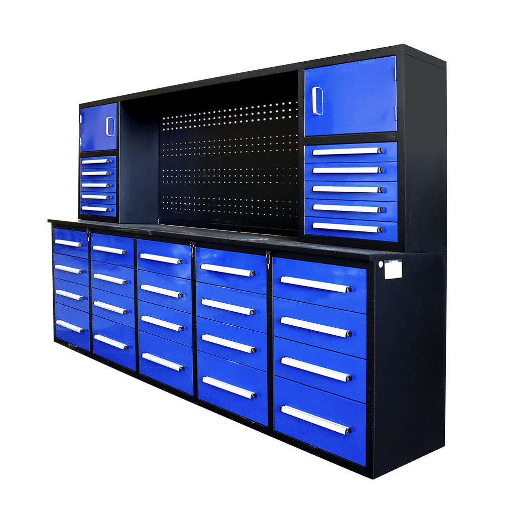 10ft Workbench Cabinet(30 Drawers, 2 Cabinets & 1 Pegboard)