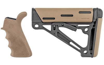 Hogue OverMolded Kit |  Pistol Grip with Beavertail and Finger Grooves |  Mil-spec Collapsible Stock |  Fits AR-15 |  Flat Dark Earth