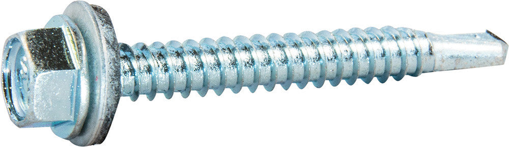 12-14 x 3 Hex Washer Head Self Drilling Screw w/ Neo Washer Zinc Plated