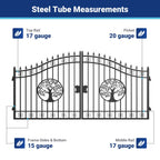 14x8 ft Steel Dual Swing Driveway Gate