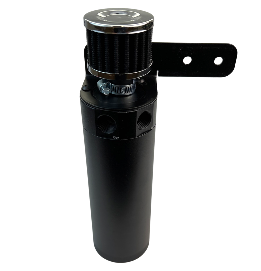 Universal Oil Catch Can Reservoir Tank Black Polish Baffled 7.5 oz Large