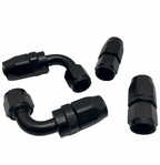 4Pcs 90° 0Degree Swivel Hose Line End Fitting Adaptor Fuel Oil AN10 10AN Black