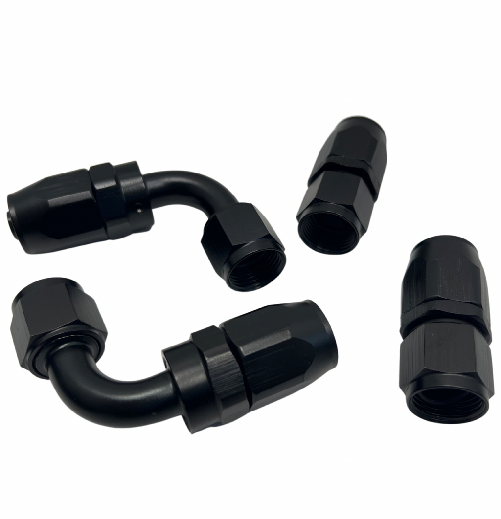 Pro Series Baffled 10AN Oil Catch Can Hose Kit and Fittings Universal AN10 Black