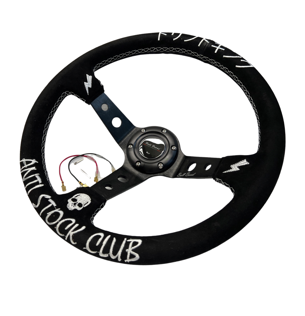 Suede Steering Wheel + Short Hub Adapter Kit For 02-07 Subaru Impreza WRX STI Legacy