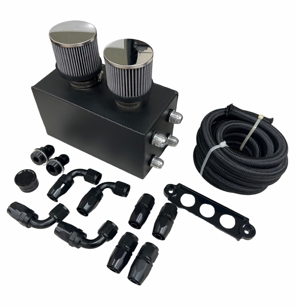 Pro Series Oil Catch Can For Honda Civic Acura Integra 4 Port -10AN With Hoses