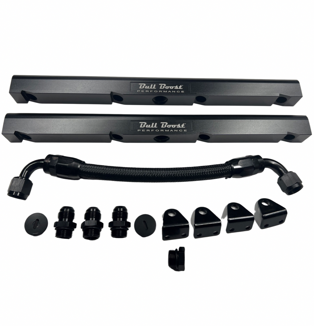Z893 LS1 / LS6 -8AN high flow BLACK fuel rails w/ fittings & crossover hose for Corvette CTS Camaro
