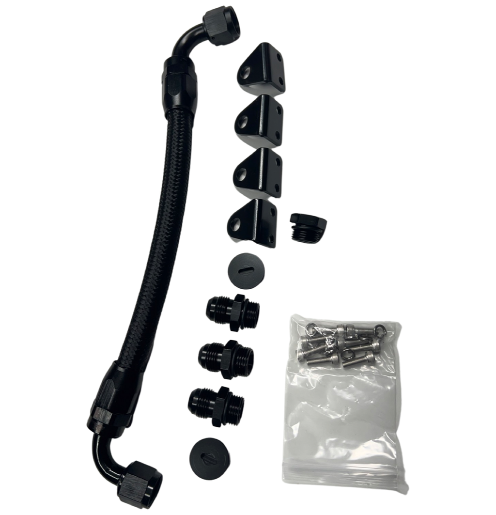 Z893 LS1 / LS6 -8AN high flow BLACK fuel rails w/ fittings & crossover hose for Corvette CTS Camaro