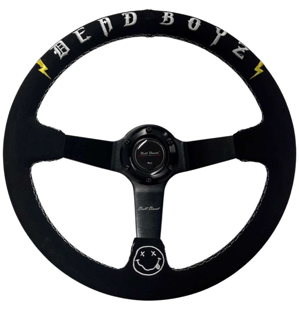 Deadboyz 350mm Deep Dish Suede Steering Wheel + Short Hub Adapter Kit For Honda Acura Civic Integra Accord Del Sol, CRX, Prelude