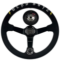 Deadboyz 350mm Deep Dish Suede Steering Wheel + Short Hub Adapter Kit For Honda Acura Civic Integra Accord Del Sol, CRX, Prelude