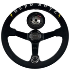 Deadboyz 350mm Deep Dish Suede Steering Wheel + Short Hub Adapter Kit For Honda Acura Civic Integra Accord Del Sol, CRX, Prelude