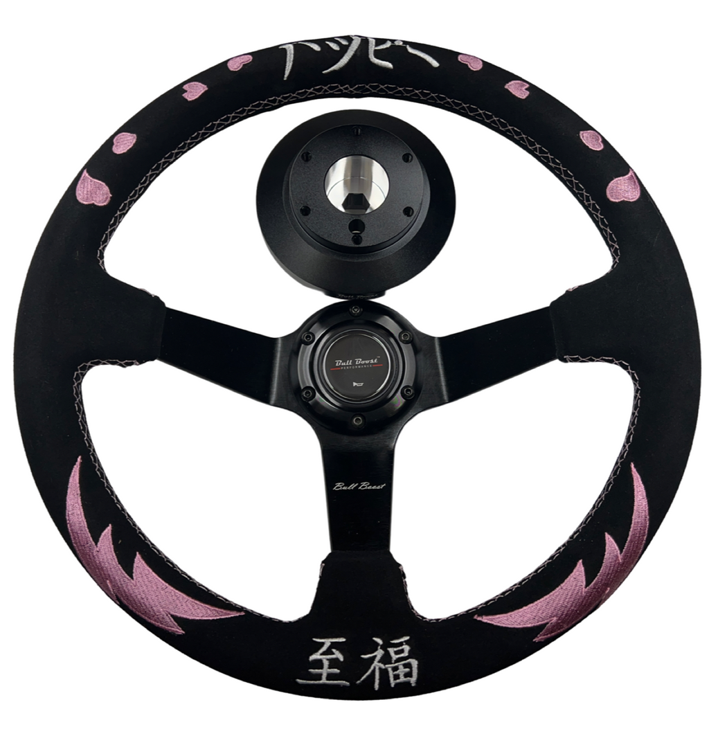 Street Bliss Heart 350mm Steering Wheel + Short Hub Adapter Kit For Mustang Focus Fiesta Mazda