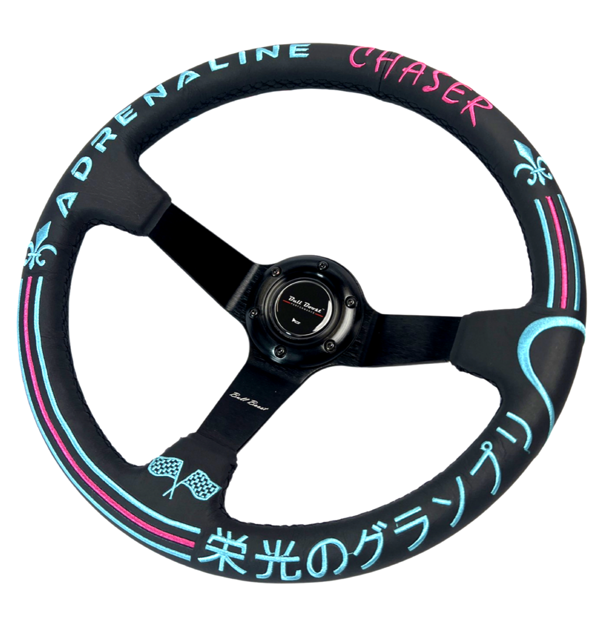 Leather 350mm Steering Wheel + Short Hub Adapter for 83-04 Ford Mustang / 89-92 Ford Ranger