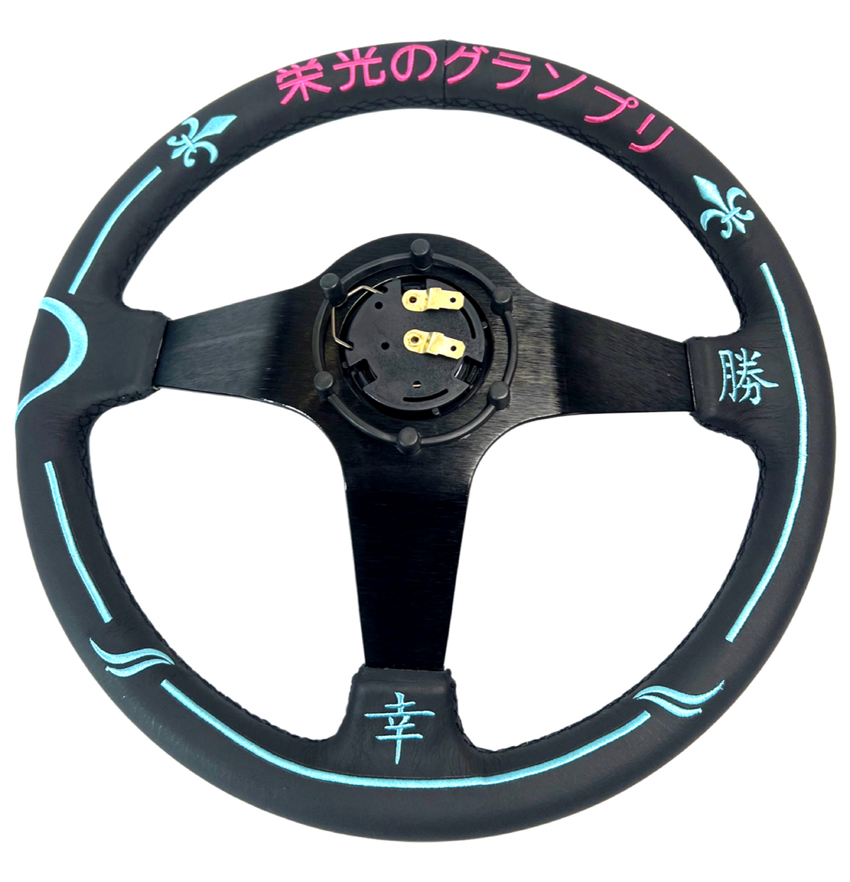 Leather 350mm Steering Wheel Hub Adapter Kit For 96-06 Civic, Prelude, S2000, Accord, RSX USA