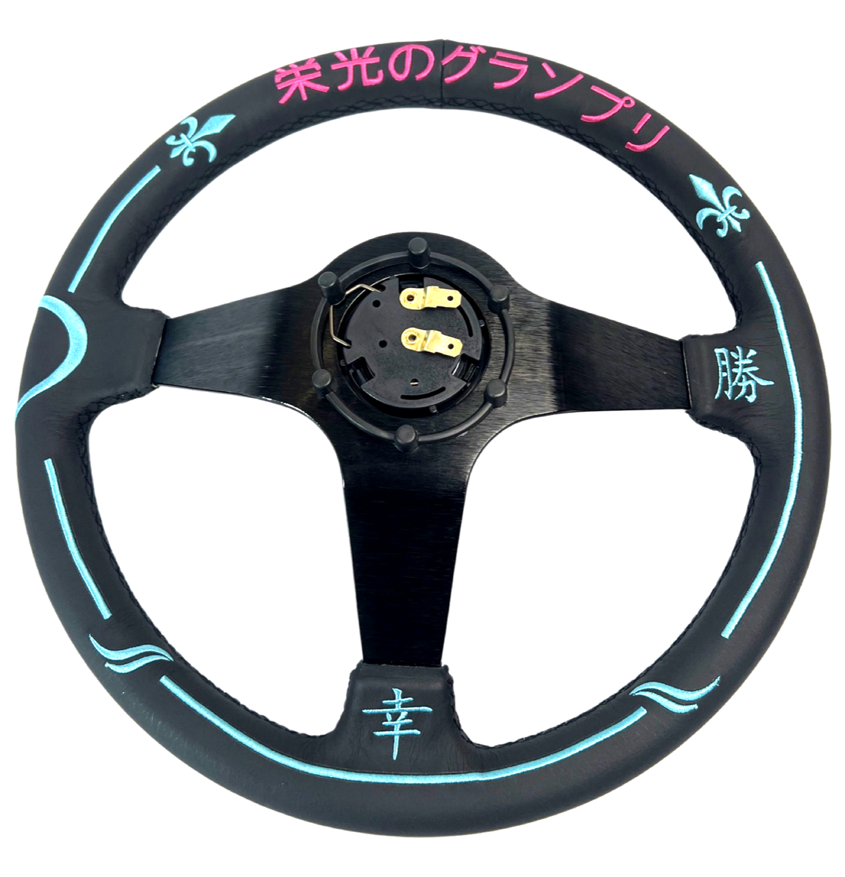 Leather 350mm Steering Wheel + Short Hub Adapter for 83-04 Ford Mustang / 89-92 Ford Ranger