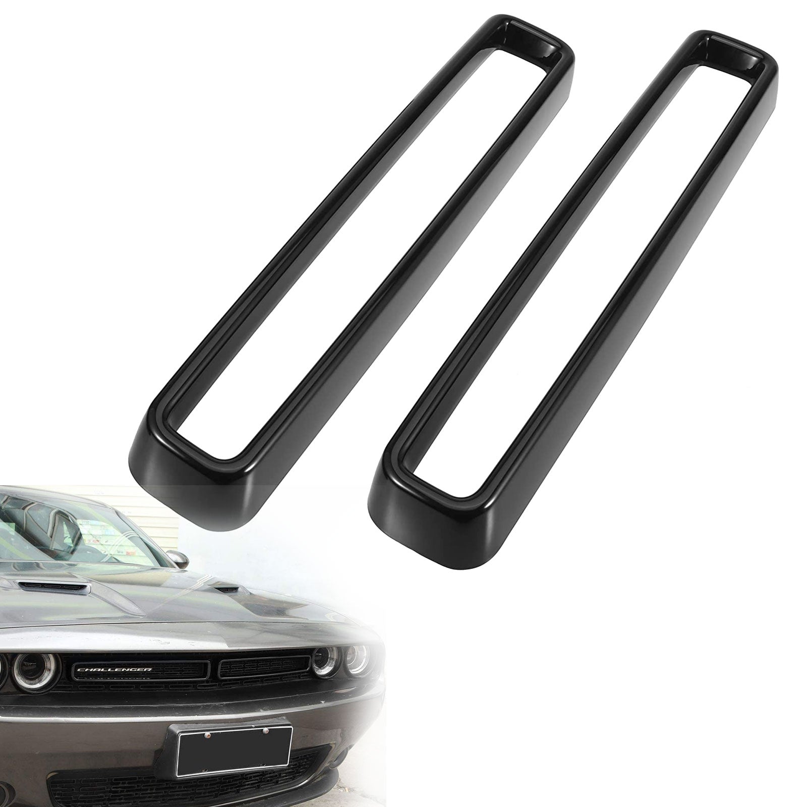 1 Set Black Front Grill Grille Inserts Guards Cover Trim for Dodge Challenger 2015-2022