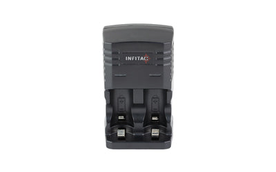 INFITAC  Li-ion Battery Charger Kit |  Includes Two Rechargeable CR2 Batteries and Charger |  Black BC01