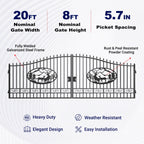 20x8 ft Steel Dual Swing Driveway Gate