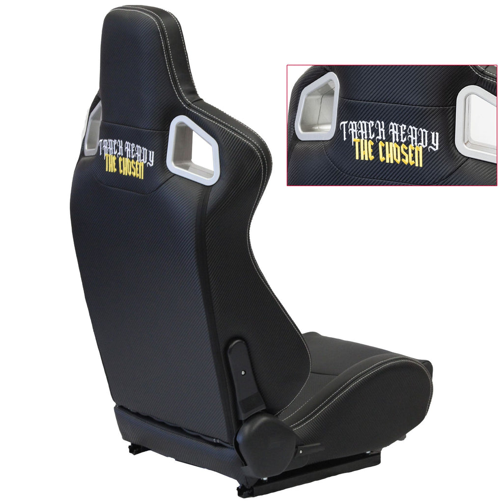 The Chosen Leather Reclinable Bull Boost Racing Bucket Seat with Slider Rails